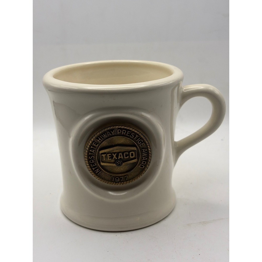 Vintage 1977 Texaco Interstate Hi-Way‎ Prestige Award Ceramic Coffee Mug Cream